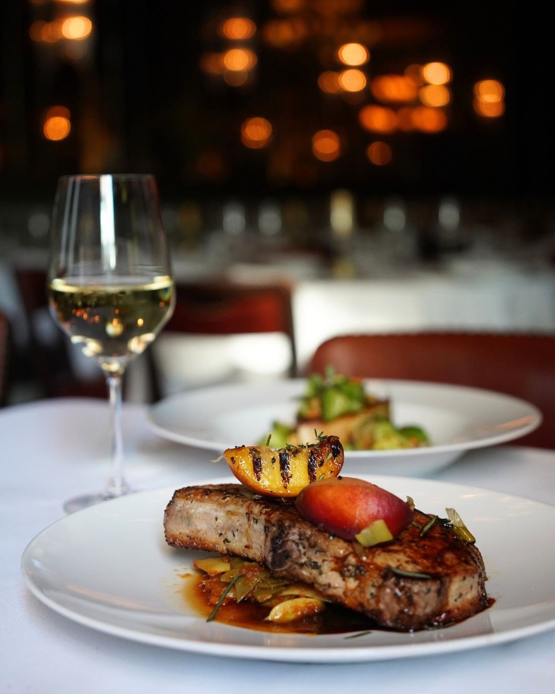 Pork chop with grilled peach